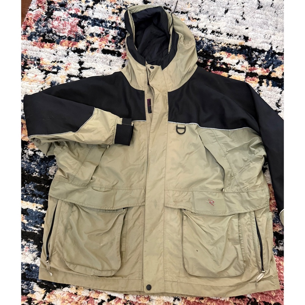 Redington Red Storm Wading Jacket Mens XL Khaki Black Waterproof Fishing Shell